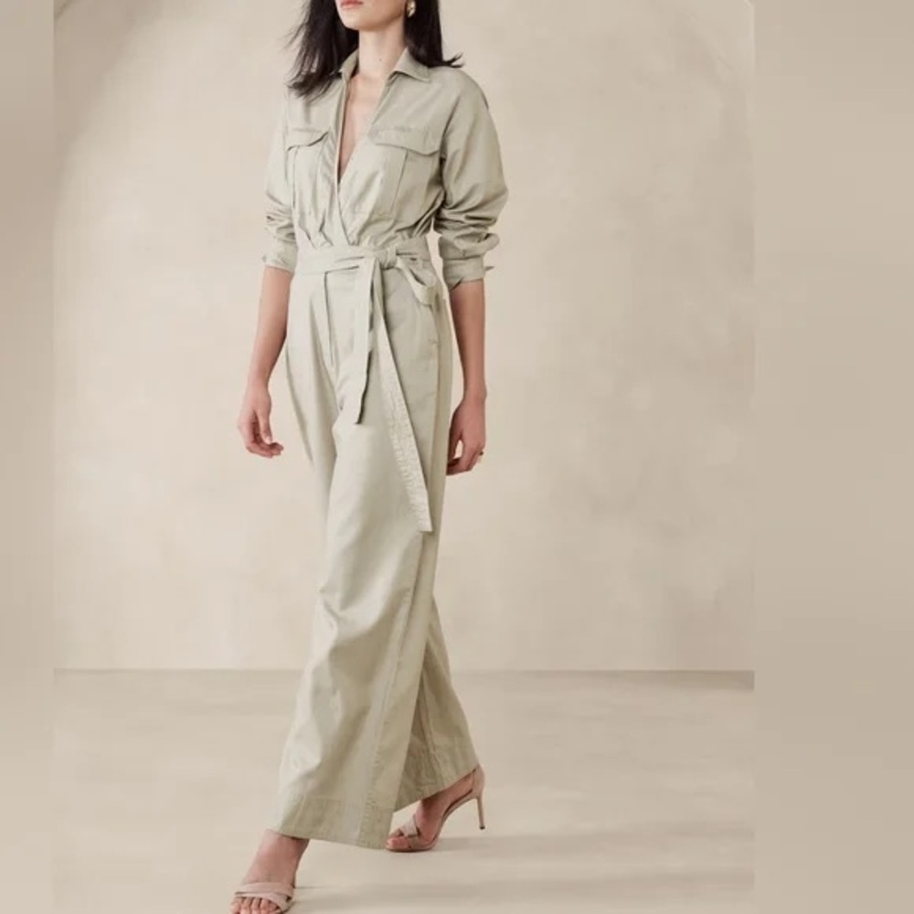 Banana Republic Twill Utility Wide Leg Jumpsuit